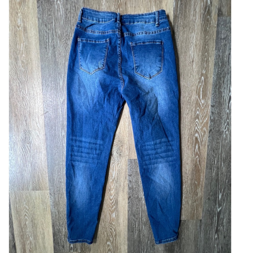 KIRUNDO Skinny Jeans Women Size M Blue High Waist Button Fly Distressed Denim - Picture 7 of 8